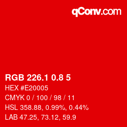 カラーコード: RGB 226.1 0.8 5 | qconv.com