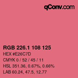 カラーコード: RGB 226.1 108 125 | qconv.com