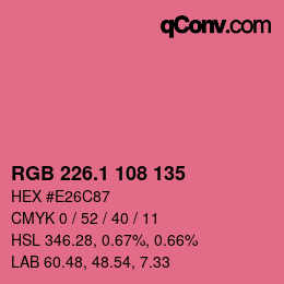 カラーコード: RGB 226.1 108 135 | qconv.com