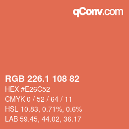 カラーコード: RGB 226.1 108 82 | qconv.com
