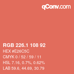 カラーコード: RGB 226.1 108 92 | qconv.com