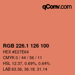 カラーコード: RGB 226.1 126 100 | qconv.com