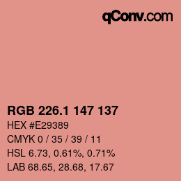 カラーコード: RGB 226.1 147 137 | qconv.com