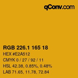 カラーコード: RGB 226.1 165 18 | qconv.com