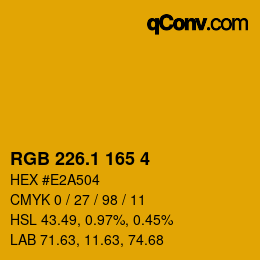 カラーコード: RGB 226.1 165 4 | qconv.com