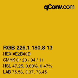 カラーコード: RGB 226.1 180.8 13 | qconv.com