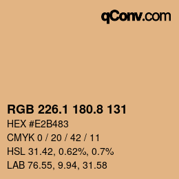 Color code: RGB 226.1 180.8 131 | qconv.com