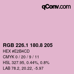 Color code: RGB 226.1 180.8 205 | qconv.com