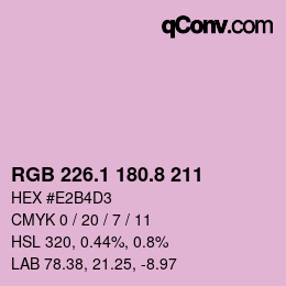 カラーコード: RGB 226.1 180.8 211 | qconv.com