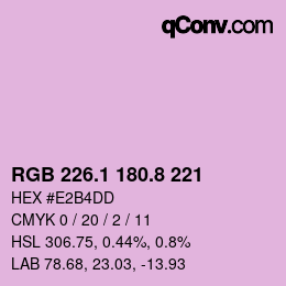Color code: RGB 226.1 180.8 221 | qconv.com