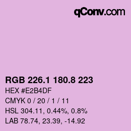 カラーコード: RGB 226.1 180.8 223 | qconv.com