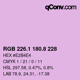 カラーコード: RGB 226.1 180.8 228 | qconv.com