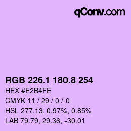 カラーコード: RGB 226.1 180.8 254 | qconv.com
