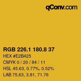 カラーコード: RGB 226.1 180.8 37 | qconv.com