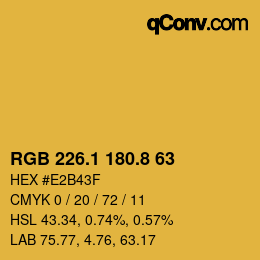 カラーコード: RGB 226.1 180.8 63 | qconv.com