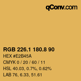 Farbcode: RGB 226.1 180.8 90 | qconv.com