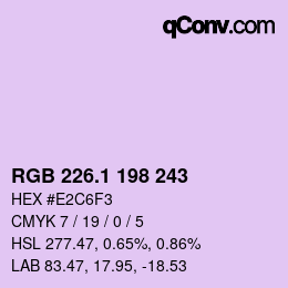 カラーコード: RGB 226.1 198 243 | qconv.com