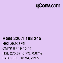 カラーコード: RGB 226.1 198 245 | qconv.com