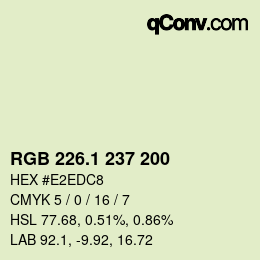 Color code: RGB 226.1 237 200 | qconv.com