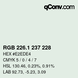 Color code: RGB 226.1 237 228 | qconv.com