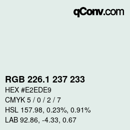 Color code: RGB 226.1 237 233 | qconv.com