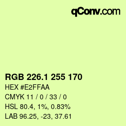 カラーコード: RGB 226.1 255 170 | qconv.com