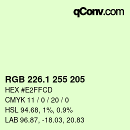 Color code: RGB 226.1 255 205 | qconv.com