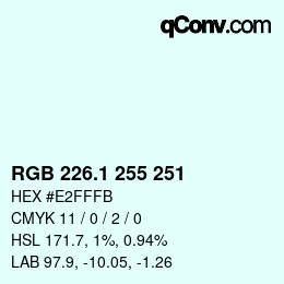 カラーコード: RGB 226.1 255 251 | qconv.com