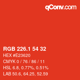カラーコード: RGB 226.1 54 32 | qconv.com