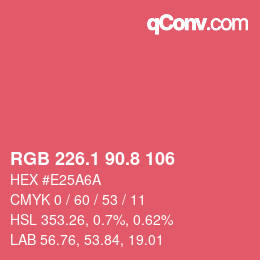 カラーコード: RGB 226.1 90.8 106 | qconv.com