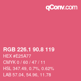 カラーコード: RGB 226.1 90.8 119 | qconv.com