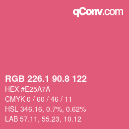 カラーコード: RGB 226.1 90.8 122 | qconv.com