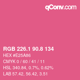 カラーコード: RGB 226.1 90.8 134 | qconv.com