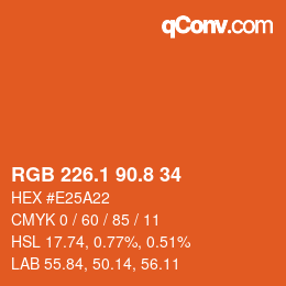 カラーコード: RGB 226.1 90.8 34 | qconv.com