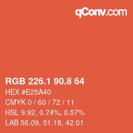 カラーコード: RGB 226.1 90.8 64 | qconv.com
