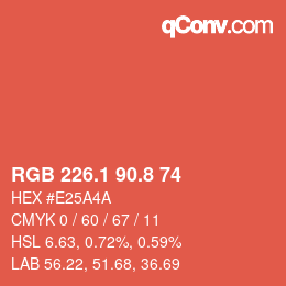 カラーコード: RGB 226.1 90.8 74 | qconv.com