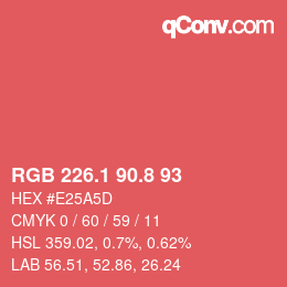 カラーコード: RGB 226.1 90.8 93 | qconv.com