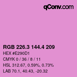 カラーコード: RGB 226.3 144.4 209 | qconv.com