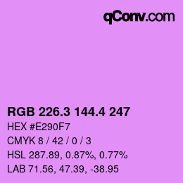 カラーコード: RGB 226.3 144.4 247 | qconv.com