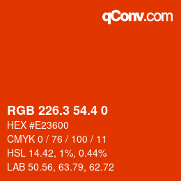 カラーコード: RGB 226.3 54.4 0 | qconv.com