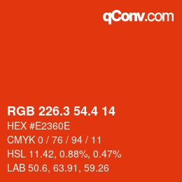カラーコード: RGB 226.3 54.4 14 | qconv.com