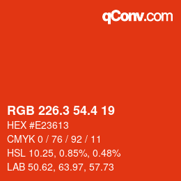 カラーコード: RGB 226.3 54.4 19 | qconv.com