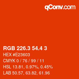 カラーコード: RGB 226.3 54.4 3 | qconv.com