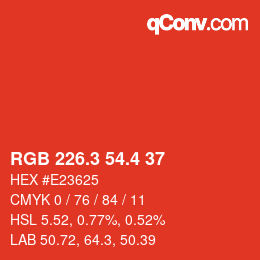 カラーコード: RGB 226.3 54.4 37 | qconv.com