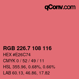 カラーコード: RGB 226.7 108 116 | qconv.com