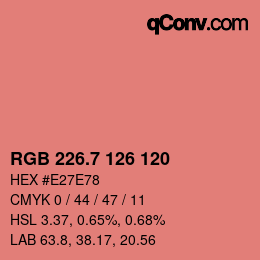 カラーコード: RGB 226.7 126 120 | qconv.com