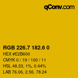 カラーコード: RGB 226.7 182.6 0 | qconv.com