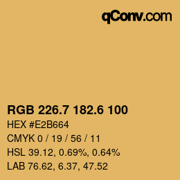 カラーコード: RGB 226.7 182.6 100 | qconv.com
