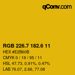 カラーコード: RGB 226.7 182.6 11 | qconv.com