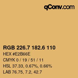 カラーコード: RGB 226.7 182.6 110 | qconv.com